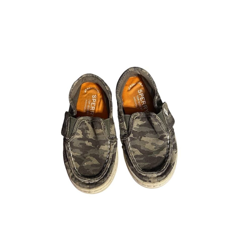 Sperry Kids' Camo Slip-On Shoes Size 7M US Green Casual Outdoor